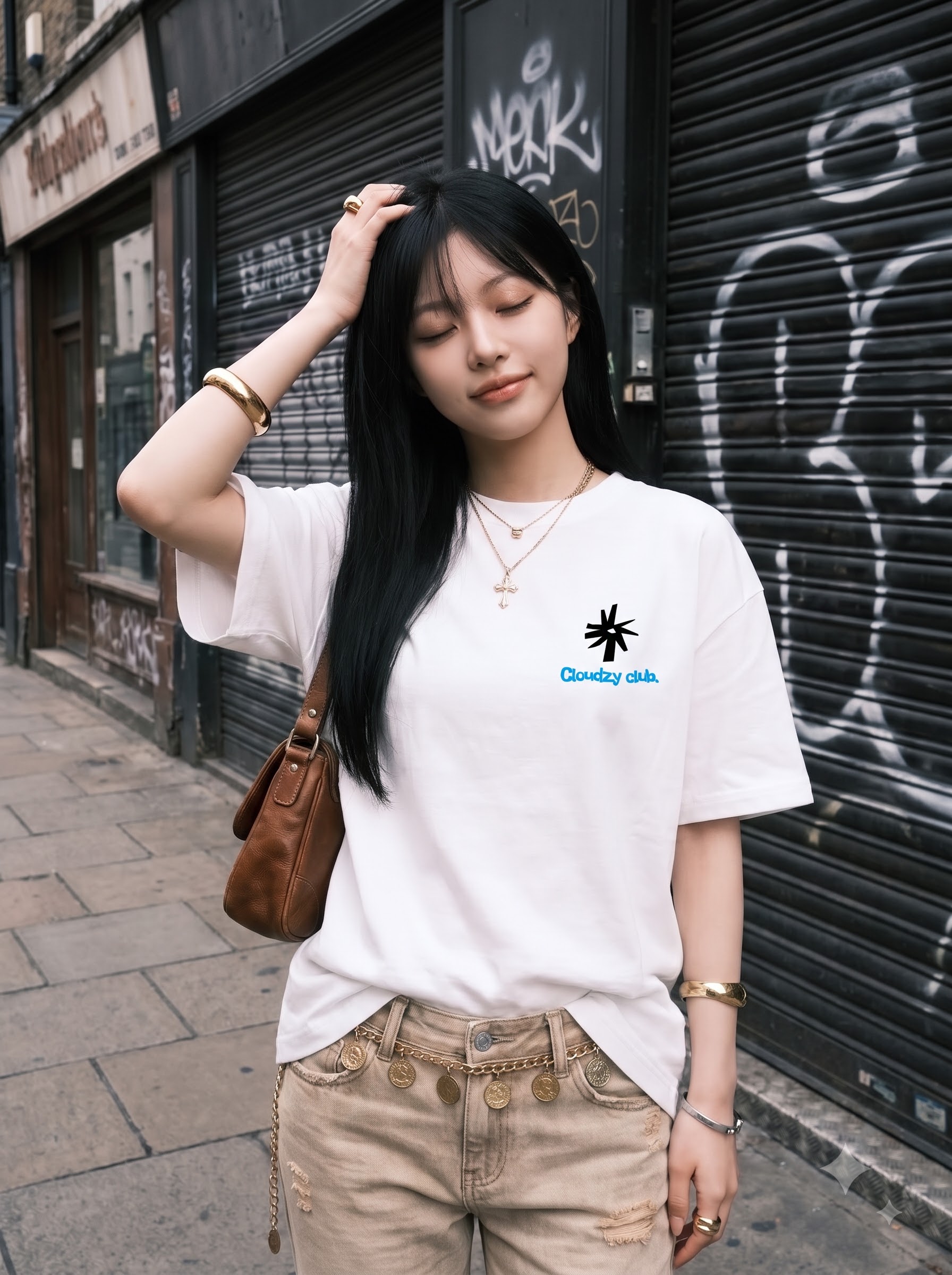 GEAR white Cloudzy Club tee in a streetwear look